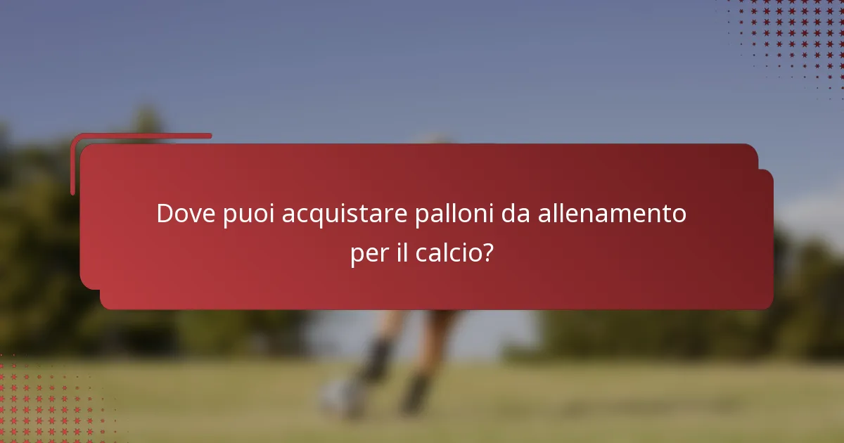 Dove puoi acquistare palloni da allenamento per il calcio?