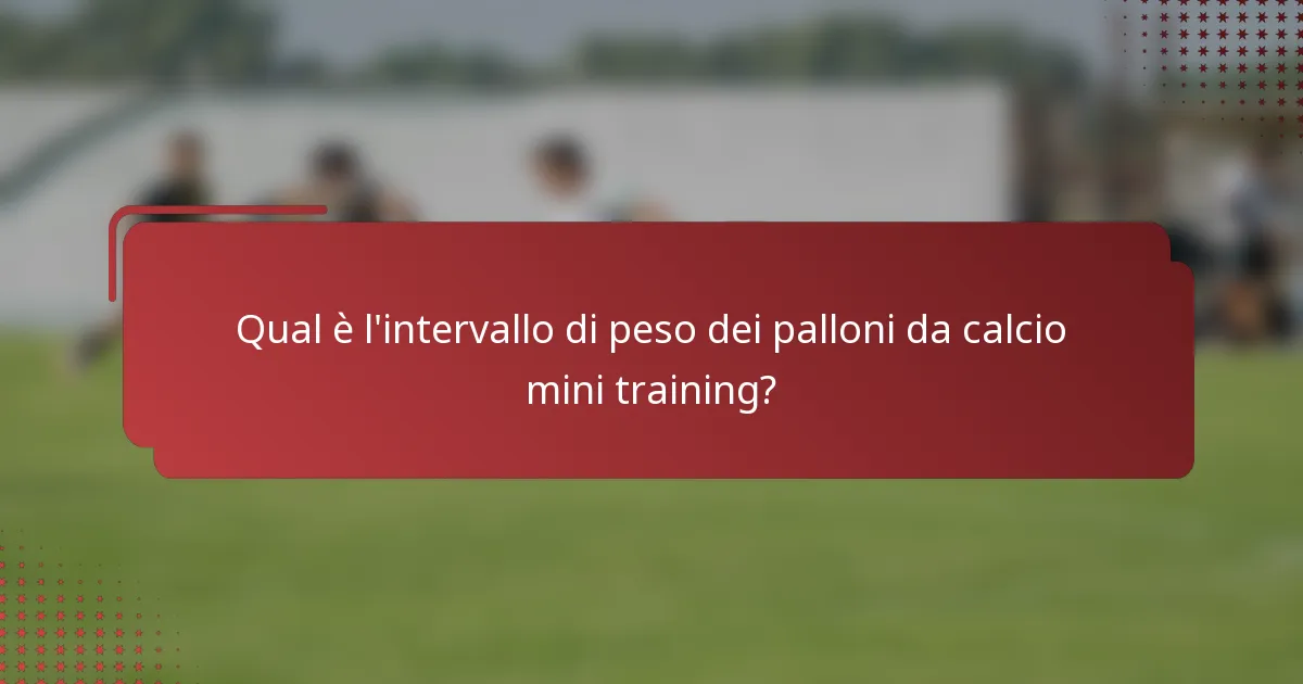 Qual è l'intervallo di peso dei palloni da calcio mini training?