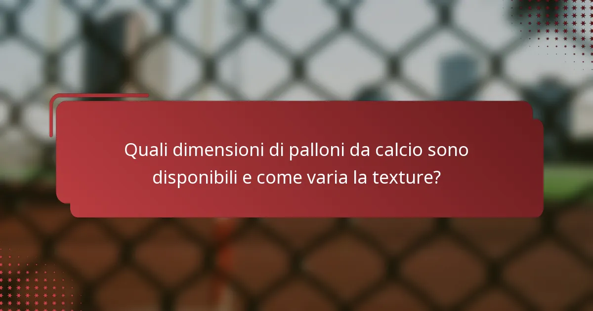 Quali dimensioni di palloni da calcio sono disponibili e come varia la texture?