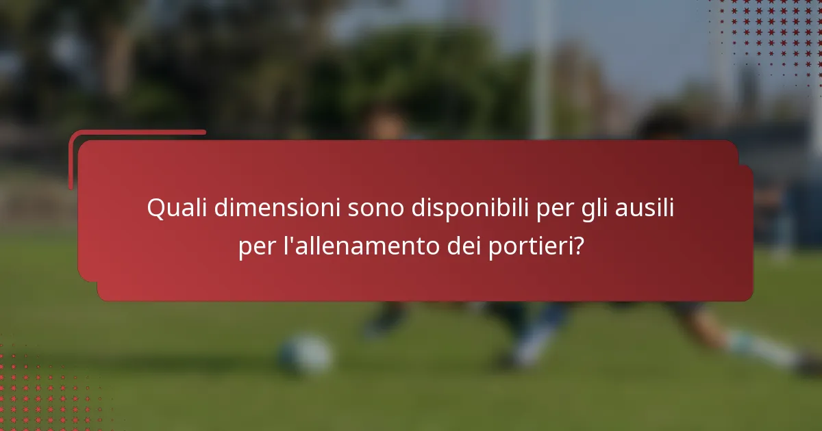 Quali dimensioni sono disponibili per gli ausili per l'allenamento dei portieri?