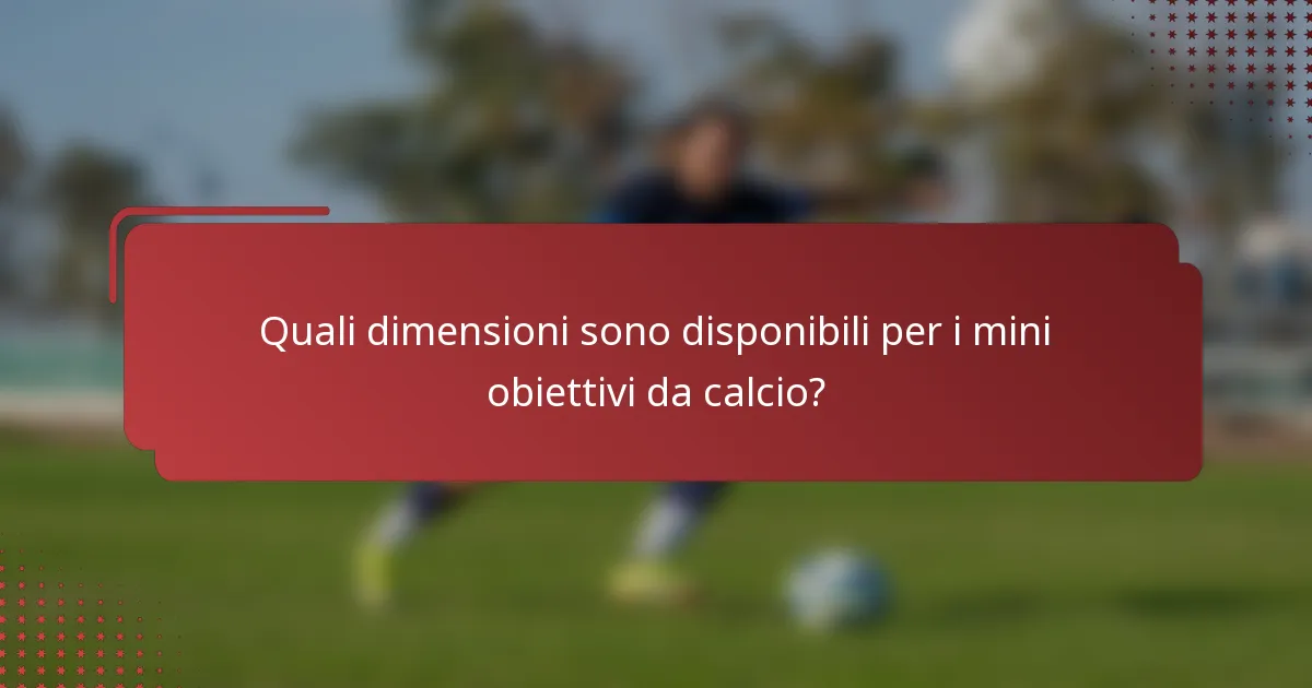Quali dimensioni sono disponibili per i mini obiettivi da calcio?