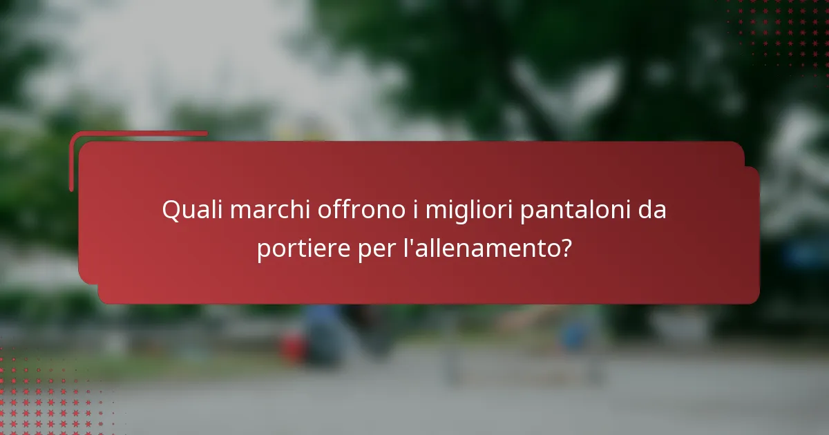 Quali marchi offrono i migliori pantaloni da portiere per l'allenamento?