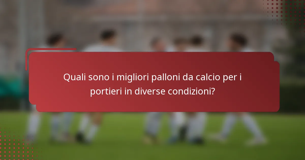 Quali sono i migliori palloni da calcio per i portieri in diverse condizioni?